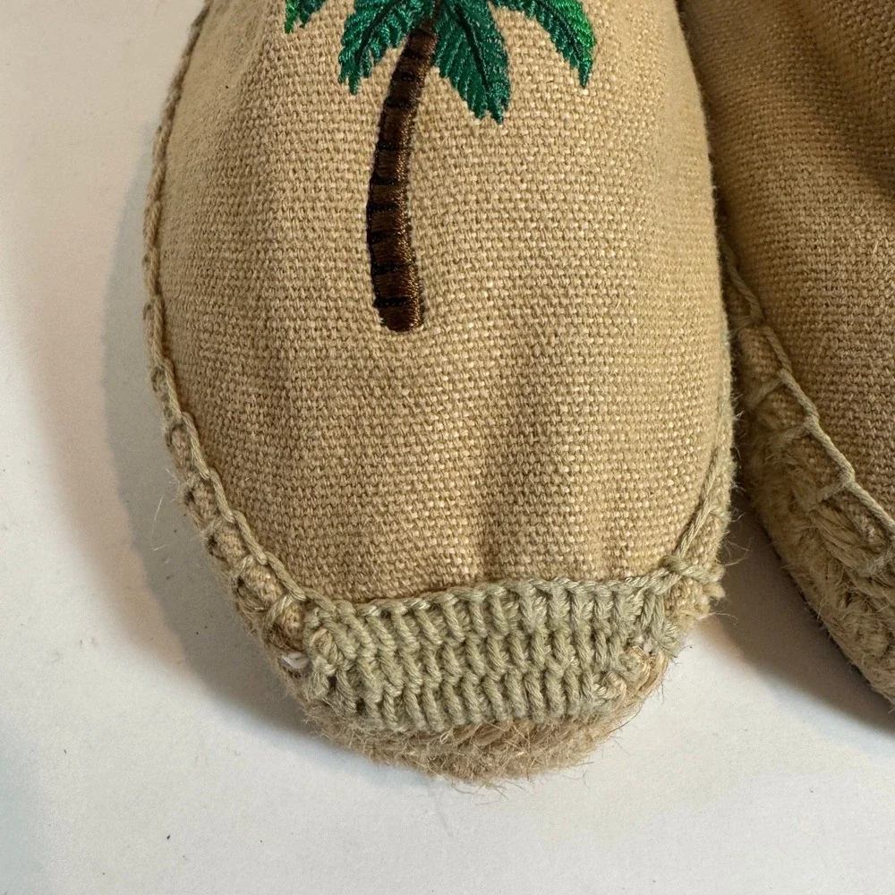 Soludos Espadrille Slip On Palm Tree Embroidered Shoes‎ Womens Size 7.5